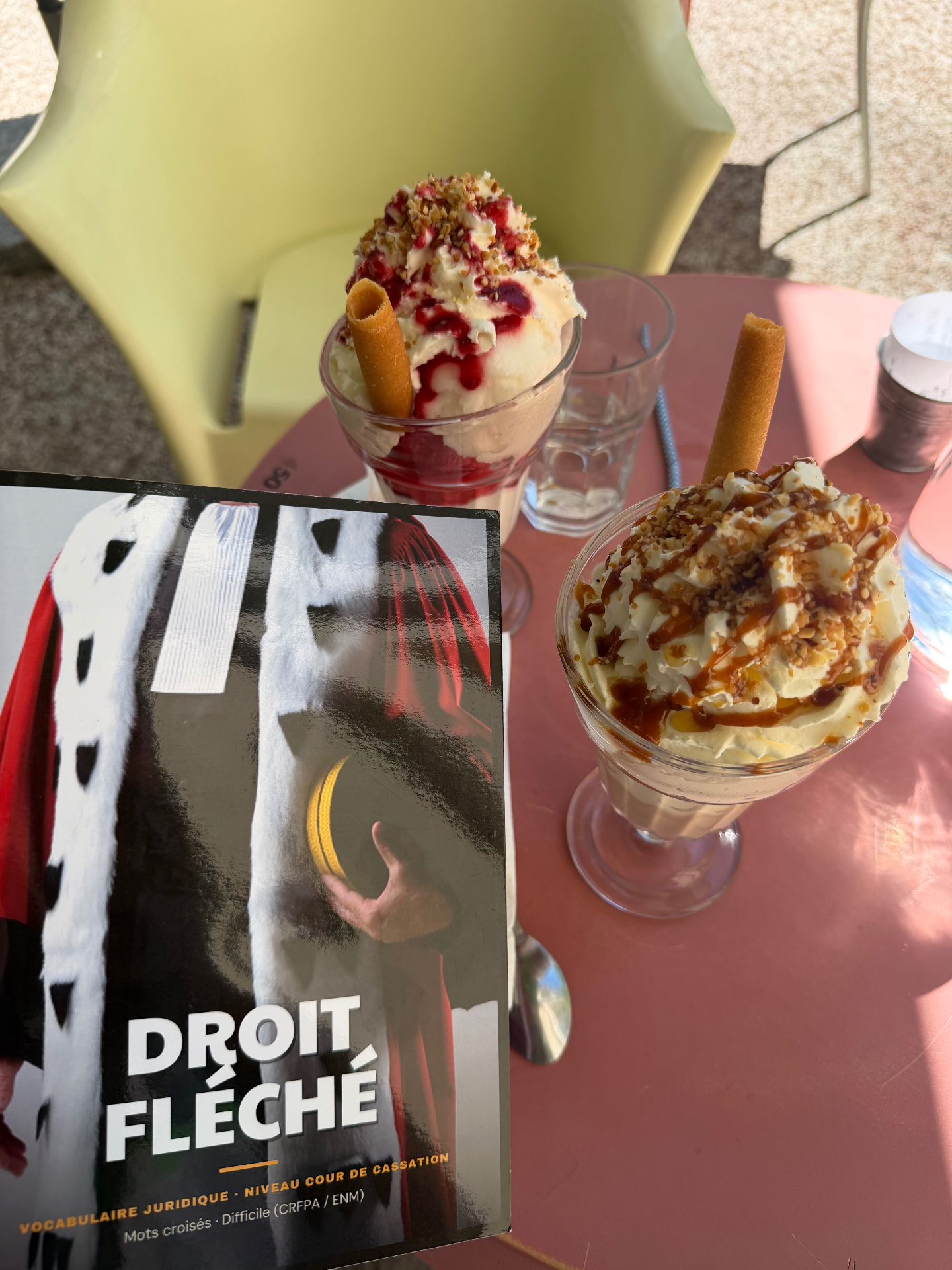 Livret Cour de cassation posé près des glaces